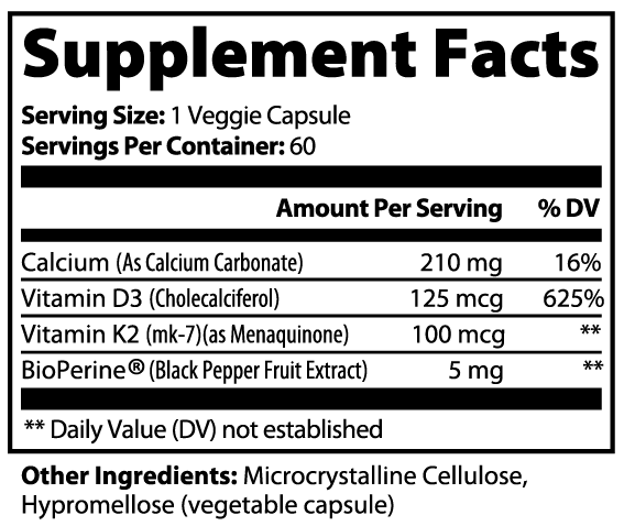 Bone & Heart Support – D3 + K2 + Calcium Complex
